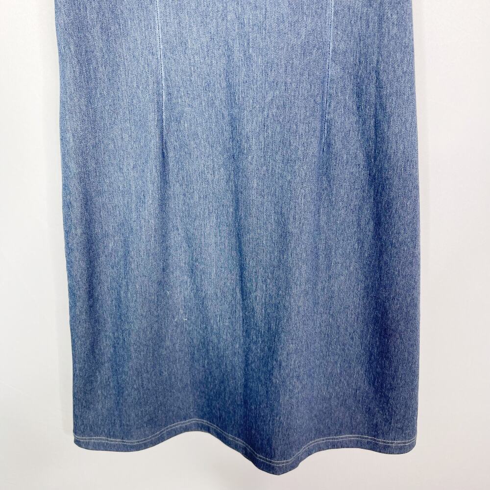 J Mclaughlin Small Blue Maria Stretch Knit Denim Rope Halter Shift Dress Cotton - Picture 7 of 11